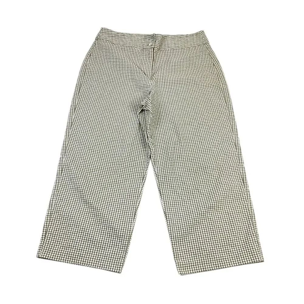 Chicos Houndstooth Cropped Pants Casual Comfort Easy Care Straight Leg Size 1 M